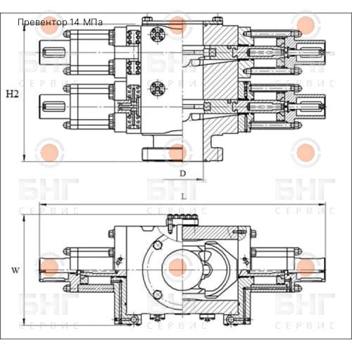 Превентор 14 МПа чертеж