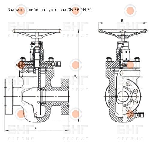 Задвижка шиберная устьевая DN 180 PN 21 чертеж